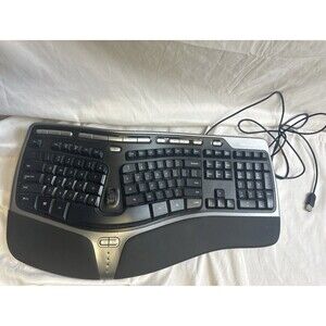 Microsoft Natural Ergonomic USB Wired Black Keyboard 4000 V1.0 KU-0462 Tested